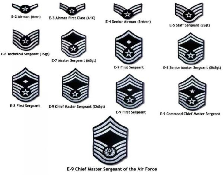 Enlisted,Officer and General Ranks - DHS Air Force JROTC AL-935